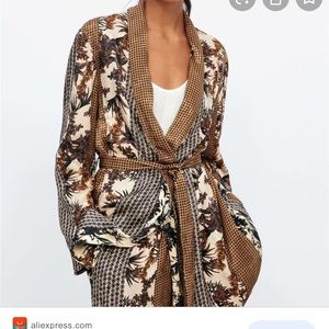 Zara vintage style floral patchwork jacket medium